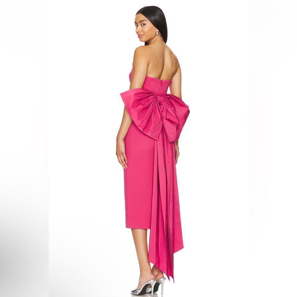 NWT Rebecca Vallance Anais Bow Midi Dress Rose Pink $695 Revolve 10